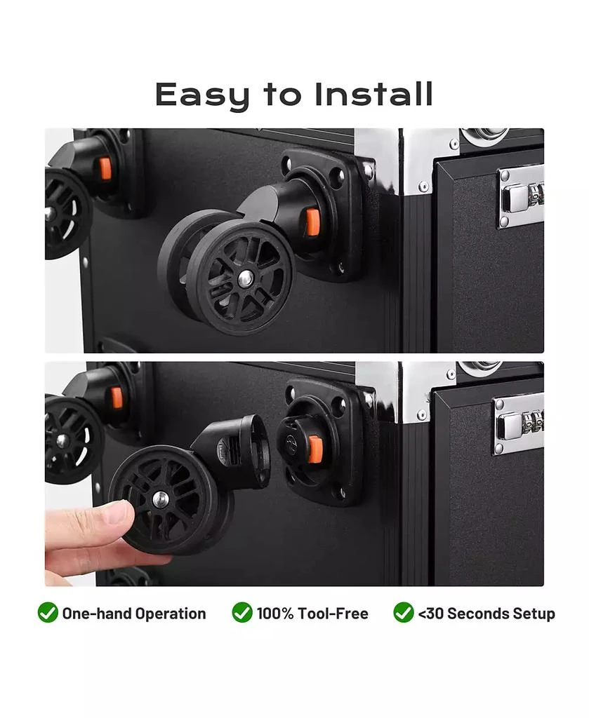 Byootique Aluminum Rolling Nail Table with Train Case Cosmetic Organizer Black 4