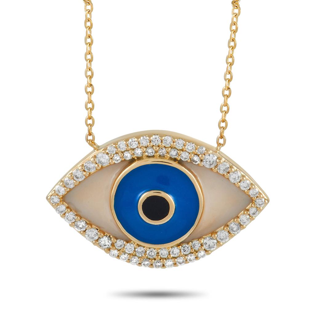 Non Branded 14K Yellow Gold 0.38 ct Diamond Eye Necklace