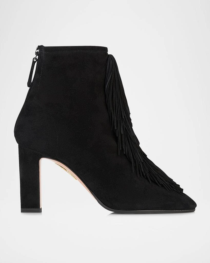 Aquazzura Gytane Fringe Suede Ankle Booties 1