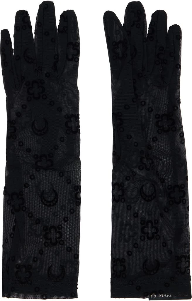 MARINE SERRE Black Moonogram Mesh Flock Short Gloves 1