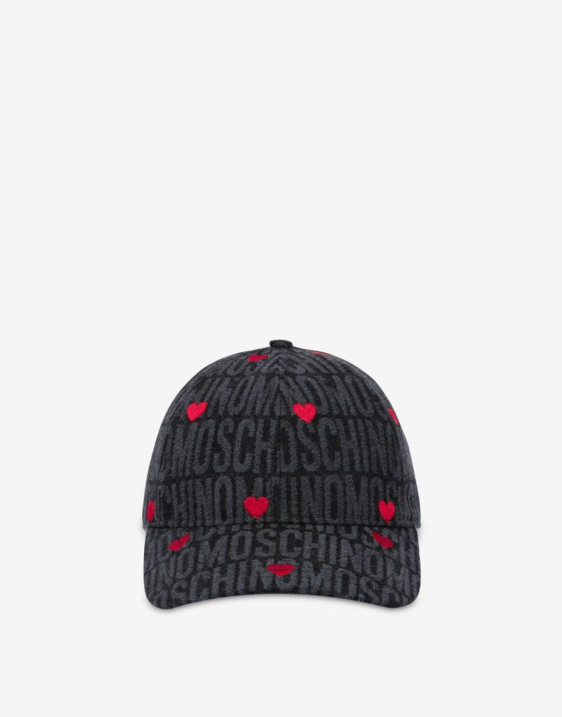 Moschino Hat With Allover Logo Hearts