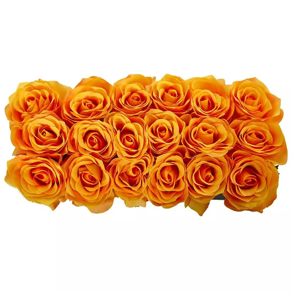 NEARLY NATURAL Dozen Silk Roses in Ceramic Rectangular Planter 2