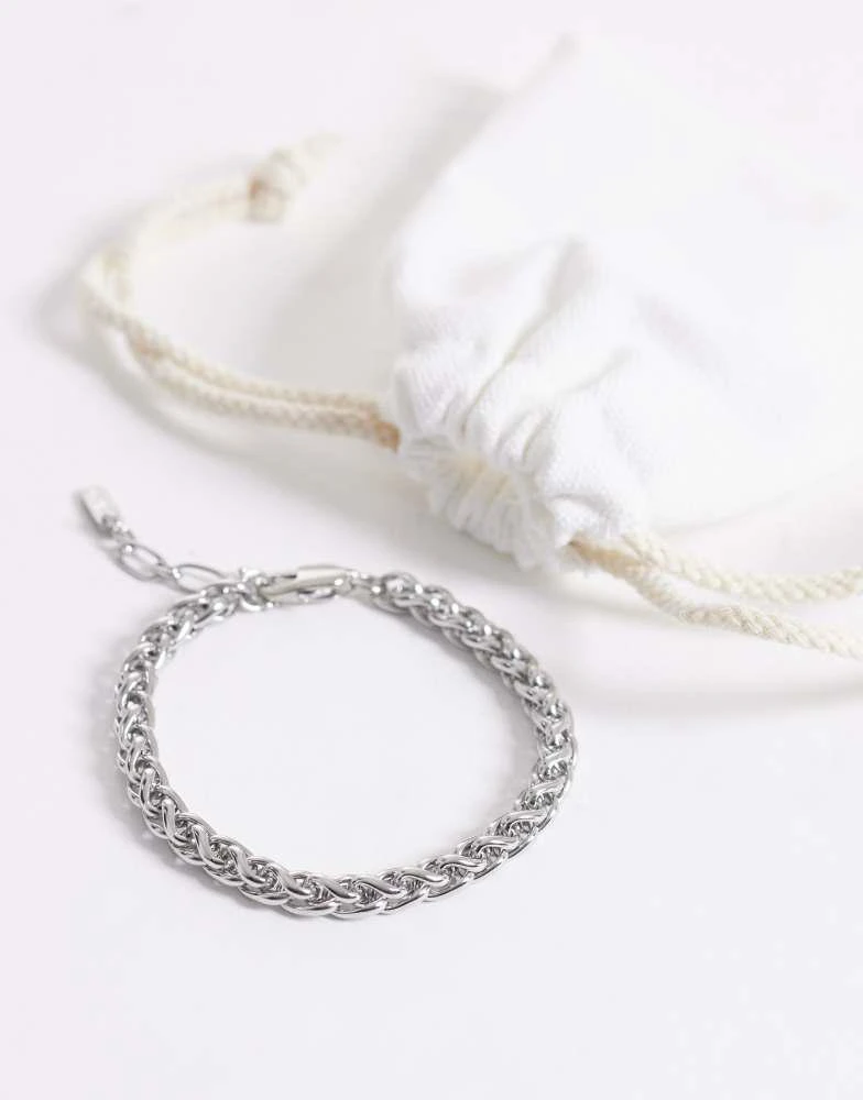 ASOS ASOS DESIGN waterproof stainless steel interlocking link chain bracelet in silver 3