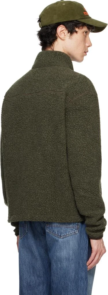 Drake's Green Boucle Wool Zip Fleece Jacket 3