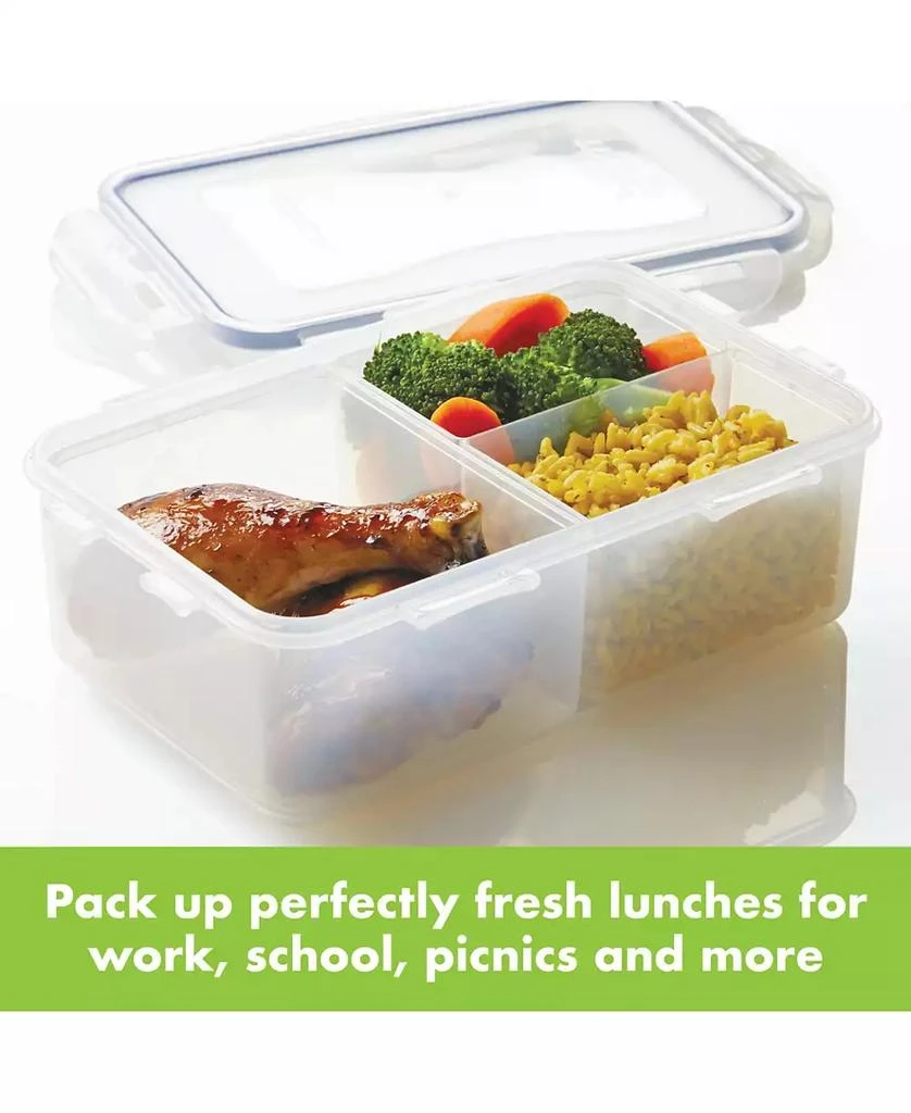 Lock & Lock Easy Essentials On the Go Meals Divided Rectangular Food Storage Containers, 34-Ounce, Set of 3 4