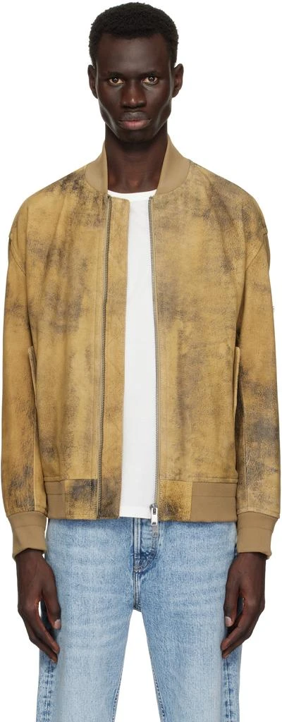 Hugo Boss Tan Distressed Suede Bomber Jacket 1
