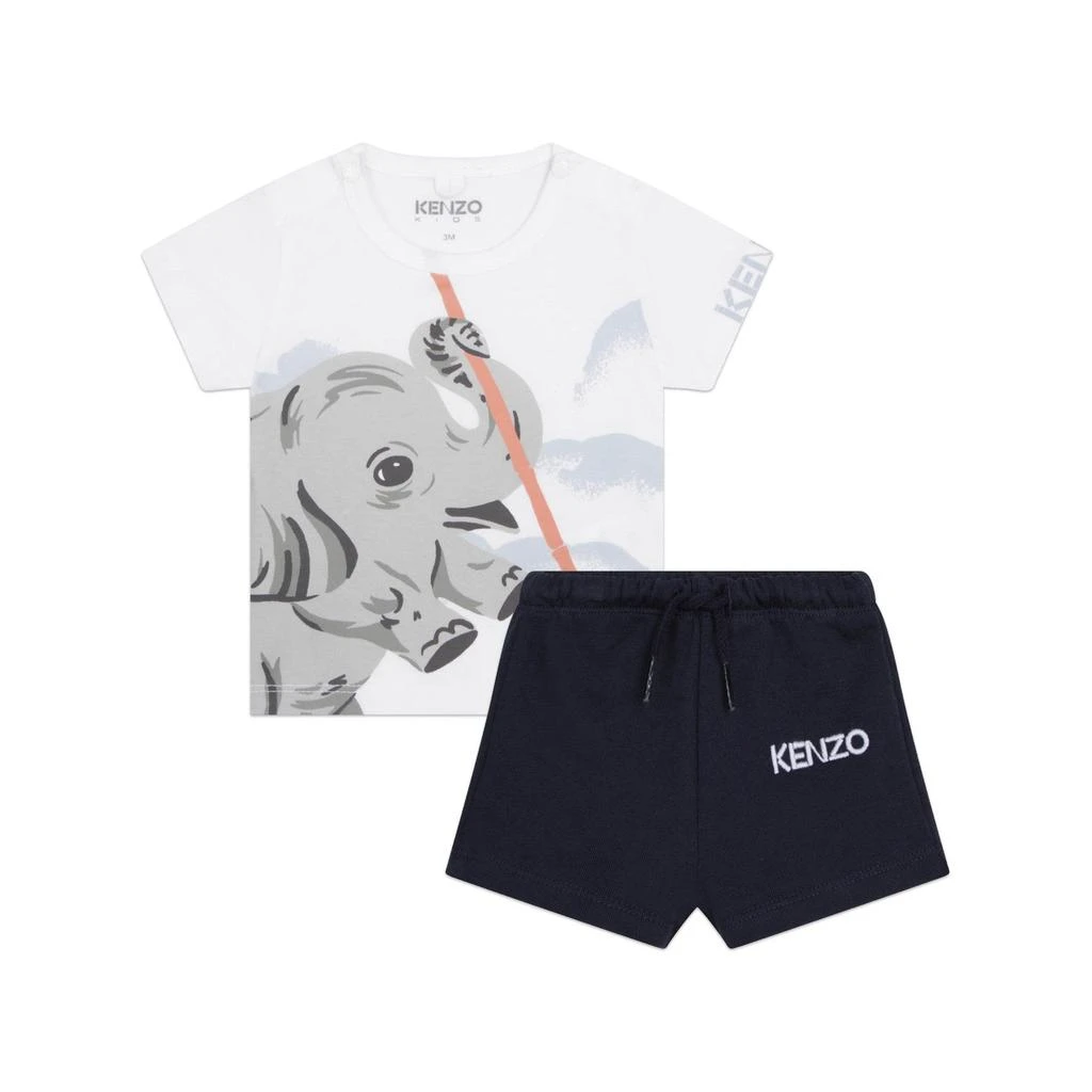 预计3周后发货 Kenzo Ensemble T-Shirt + Short Blanc - Bébé Garçon - Kenzo Kids 1