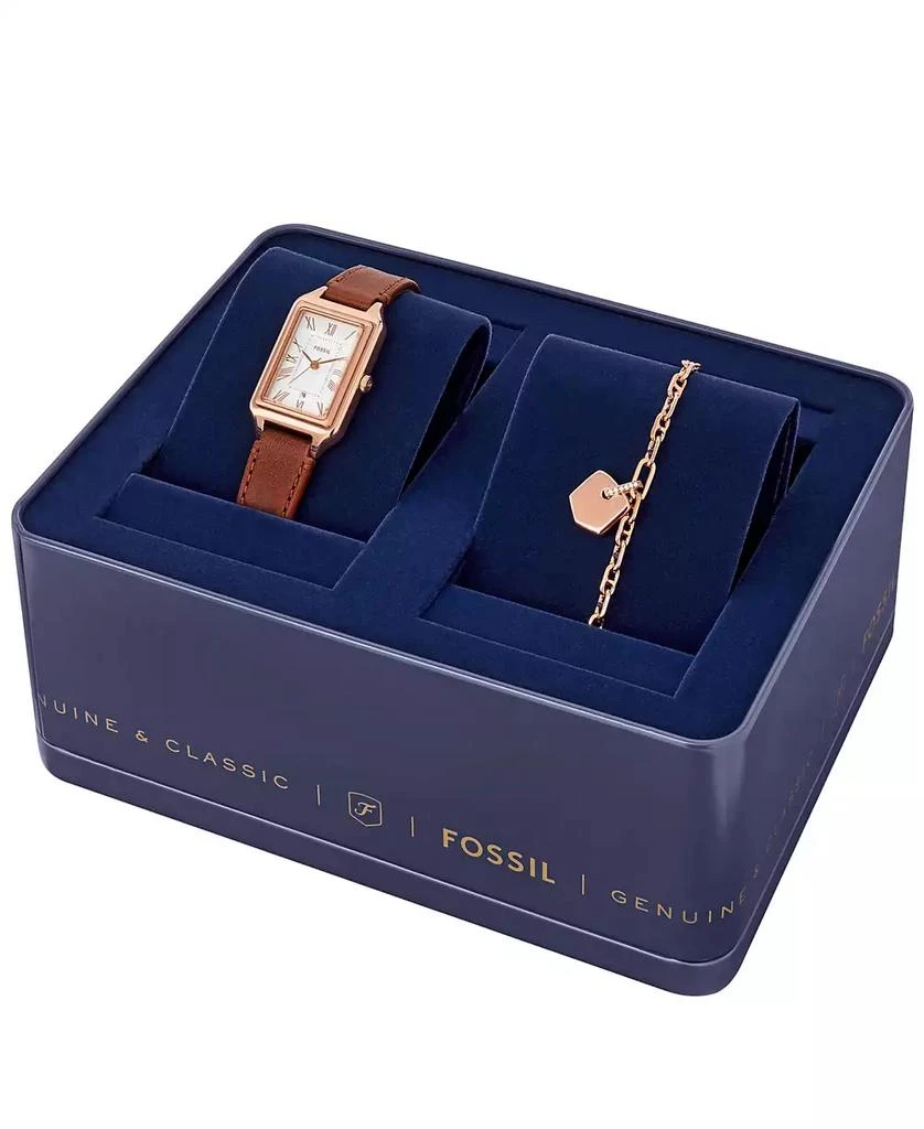 Fossil Women's Raquel Three-Hand Date Medium Brown Leather Watch and Bracelet Set, 23mm 4