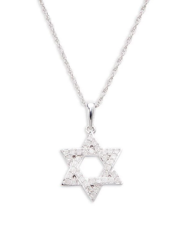 Effy ENY ​Sterling Silver & 0.23 TCW Diamond Star of David Necklace 1