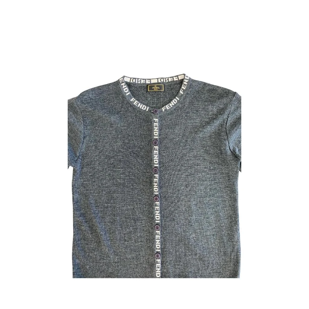 Fendi Logo Cardigan In Grey 4