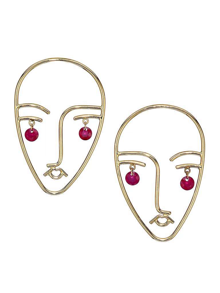 Persée Face 18K Yellow Gold & Ruby Mama Earring