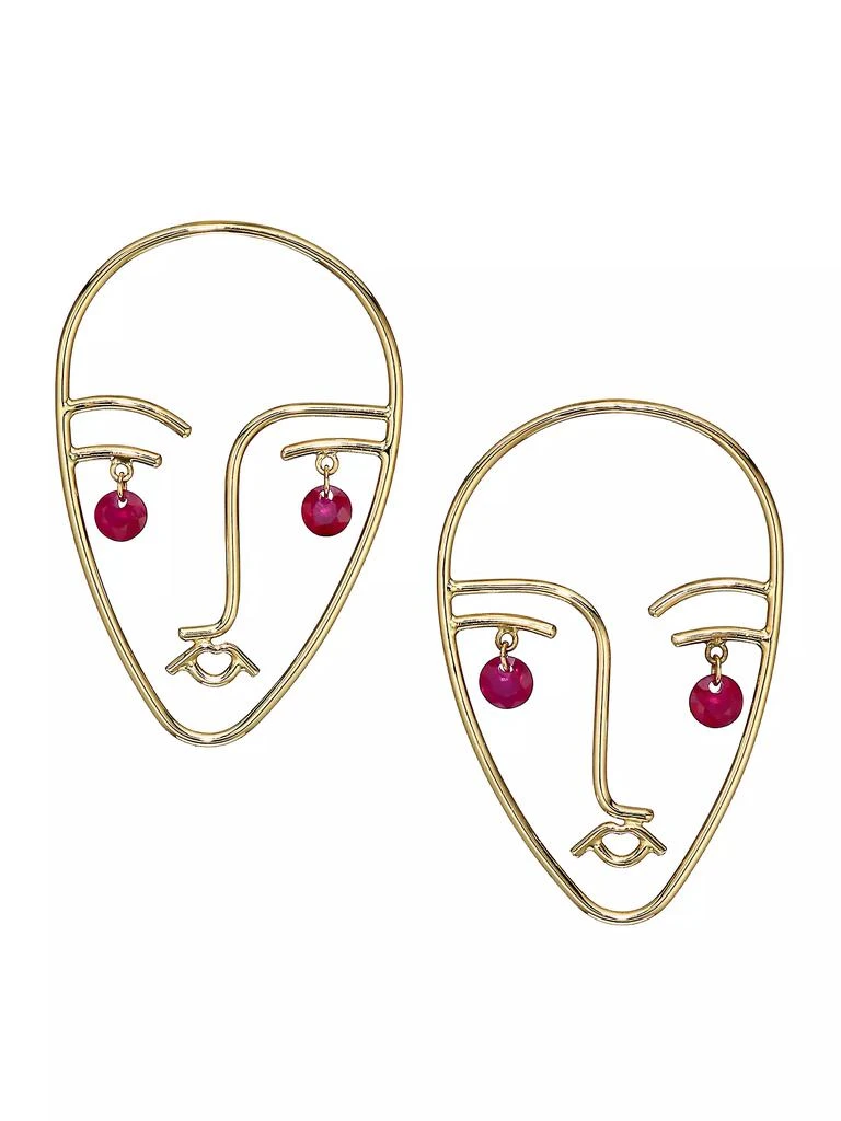 Persée Face 18K Yellow Gold & Ruby Mama Earring 1