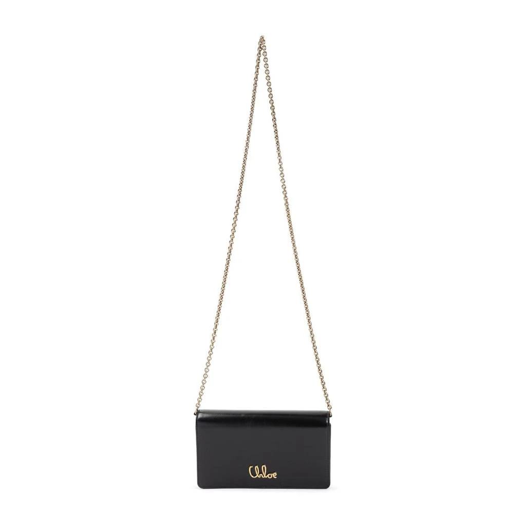 Chloé Black Calf Leather Iconic Chain Wallet 1