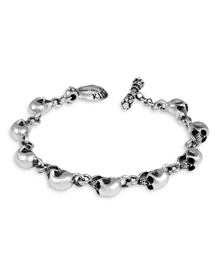 King Baby Sterling Silver Small Silver Skull Bracelet