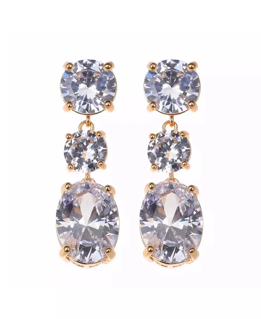 Nicole Miller 3- Crystal Stones with Gold-Tone Drop Earring 1