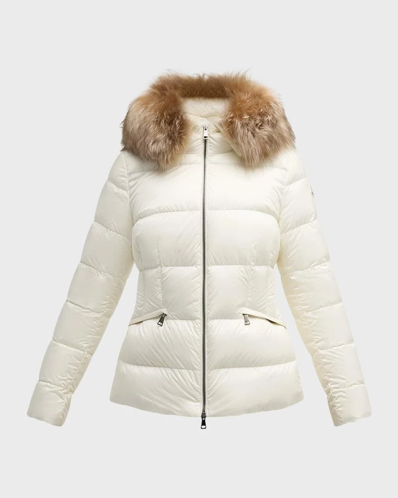 Moncler Boed Short Puffer Jacket with Shearling Hood Trim 1