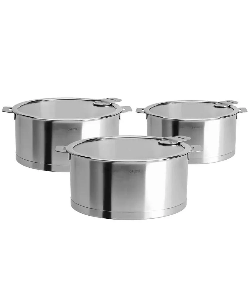 Cristel Stainless Steel 3-Piece Strate Saucepan Set 1