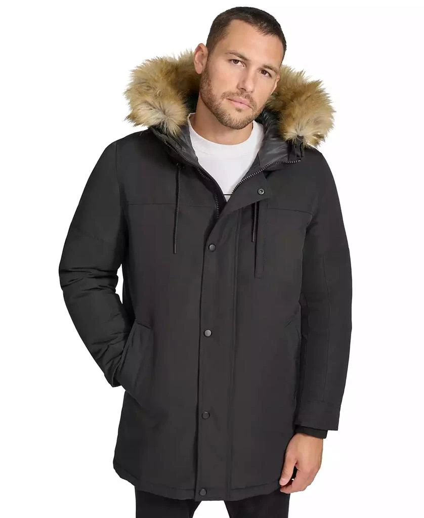 Calvin Klein Men's Long Parka with Faux-Fur Lined Hood 1