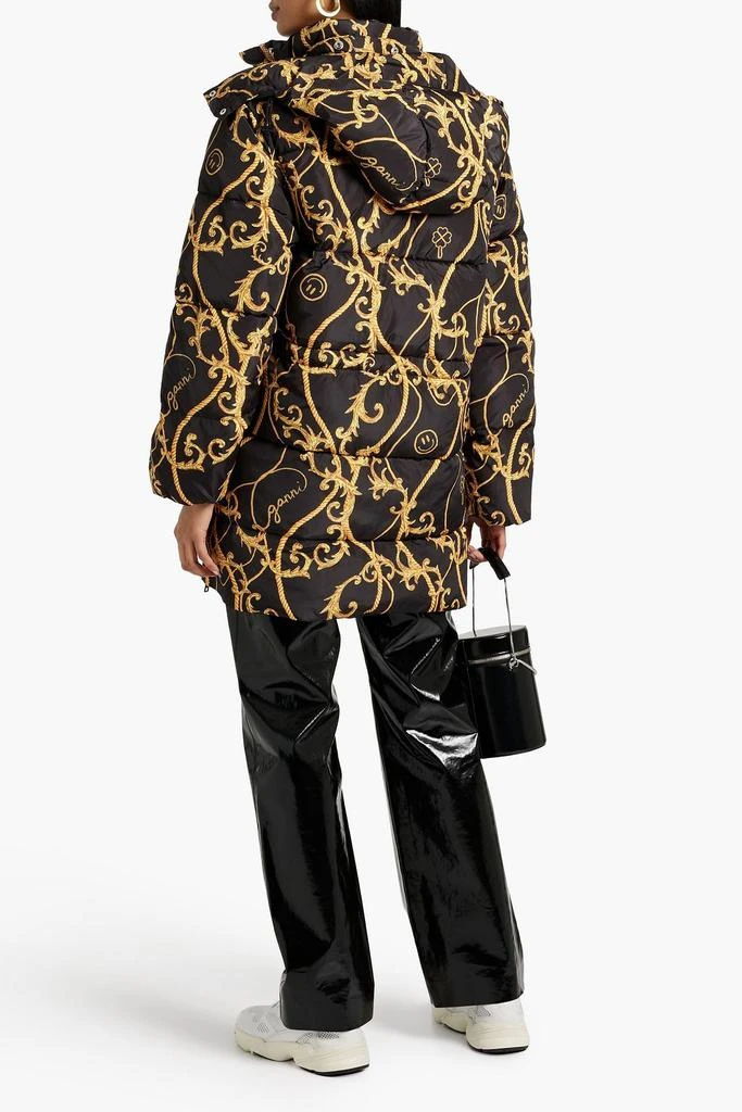 Ganni Quilted printed shell hooded coat 3