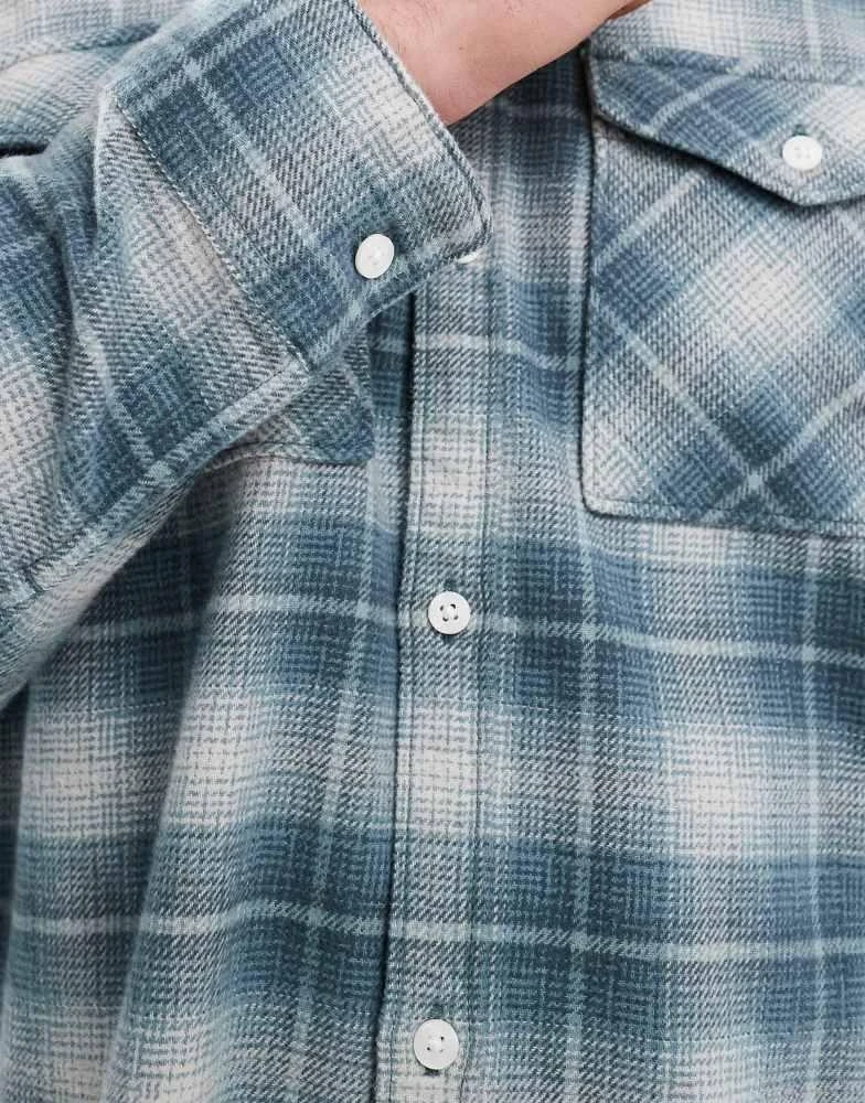 HOLLISTER Hollister boxy western flannel shirt in teal check 2