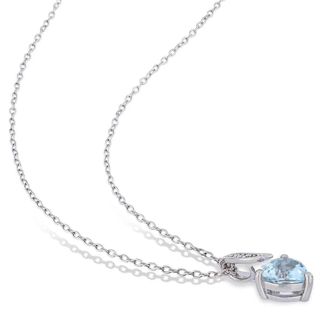 Mimi & Max 1 1/2ct TGW Aquamarine Heart and Diamond Accents Pendant with Chain in Sterling Silver 5