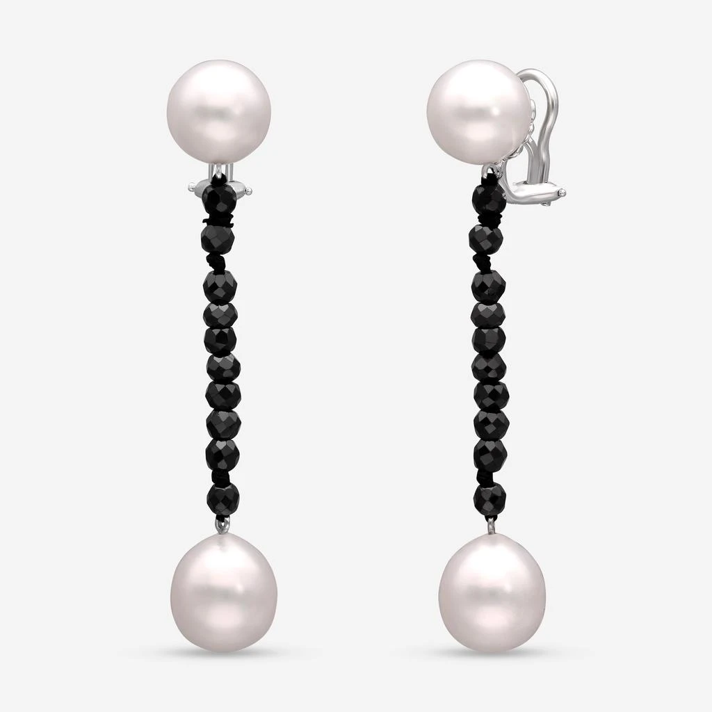 Assael Assael 18K White Gold, Black Spinel and South Sea Pearl French Clip Earrings E6717 1