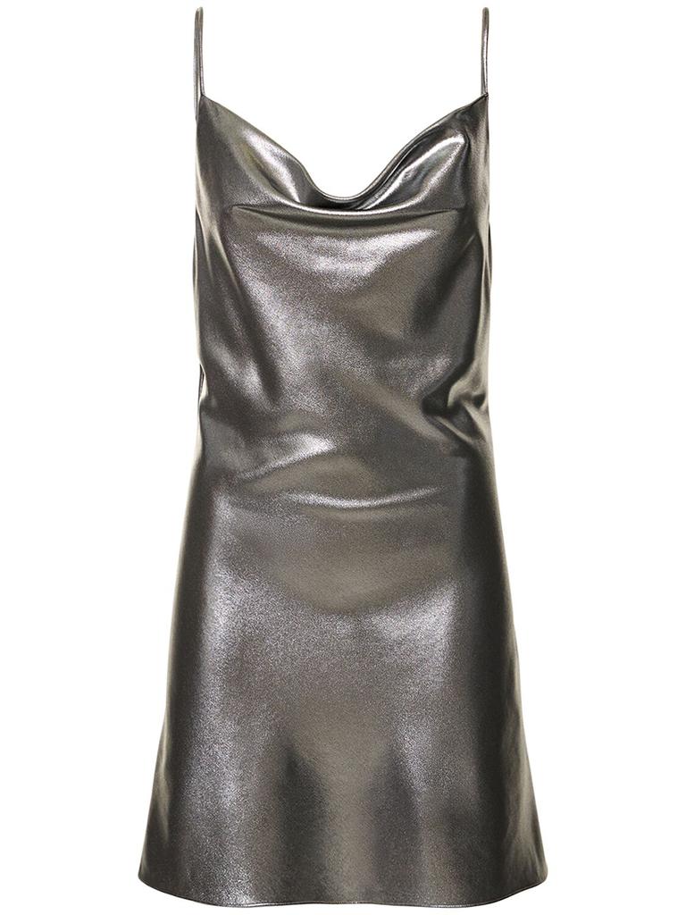 ROTATE Metallic Draped Mini Slip Dress