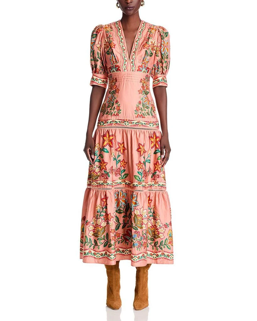 Farm Rio Pink Garden Delight Short Sleeve Maxi Dress 7