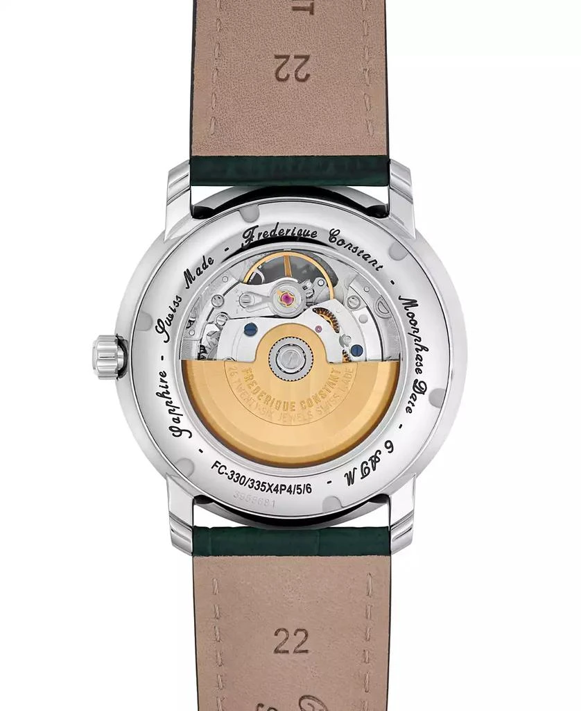 Frederique Constant Men's Swiss Automatic Classics Heartbeat Moonphase Green Leather Strap Watch 40mm 3