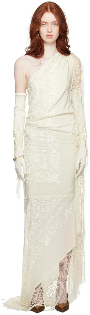 Conner Ives SSENSE Exclusive Off-White Piano Shawl Maxi Dress 1