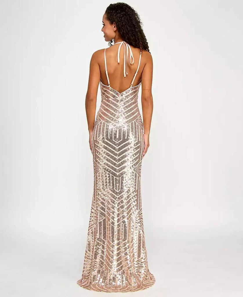 Juniors' Geometric-Sequin Side-Slit Gown, Created for Macy's  On Sale Now  with Up to 61% Off | Discover Exclusive Deals & Savings at BeyondStyle   Authentic pear culture dresses|dress|women|juniors with Limited-Time  Discounts,