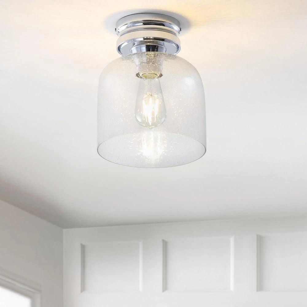 JONATHAN Y Domenic 7.75" Metal/Glass LED Flush Mount 6