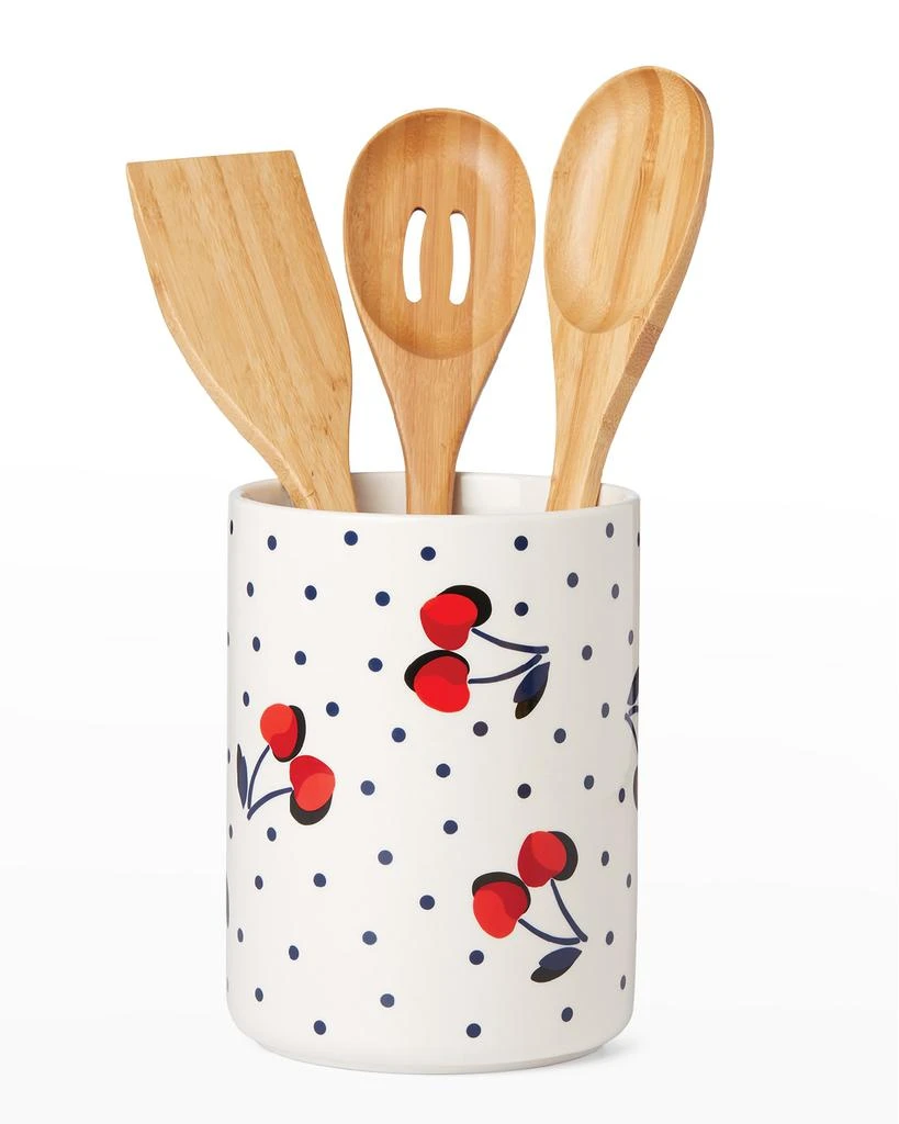 Kate Spade vintage cherry dot 4-piece utensil crock set 2
