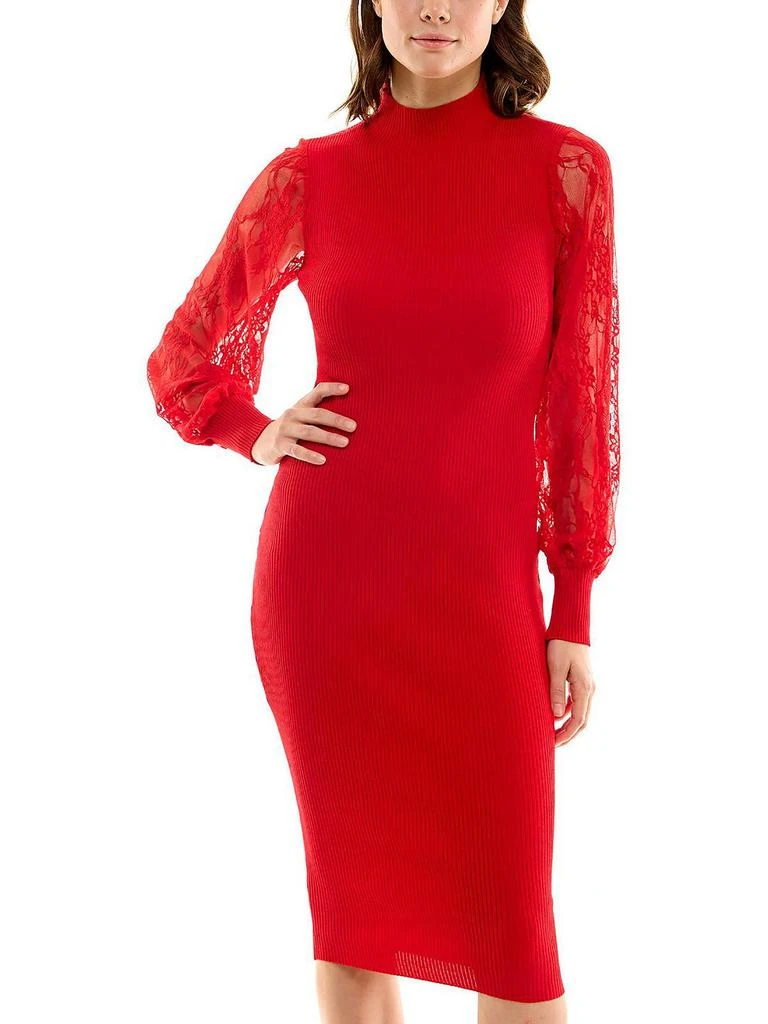Crave Fame Womens Lace Knee Length Sweaterdress 1