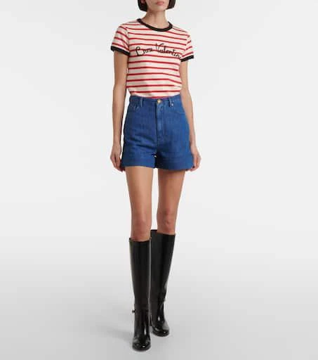 Valentino Cotton and linen denim shorts 6