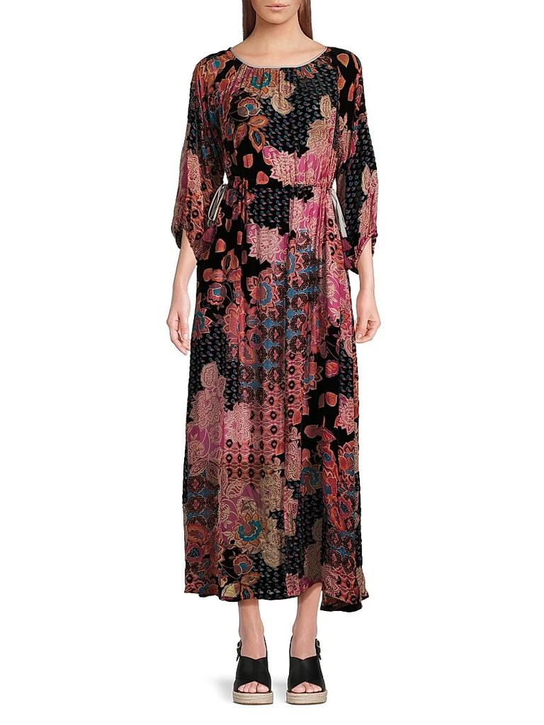 Johnny Was Verronah Abstract Burnout Drawstring Maxi-Dress 3