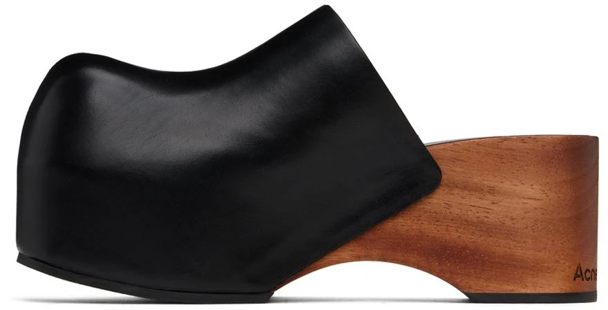 Acne Studios Black Leather Wood Clogs 3