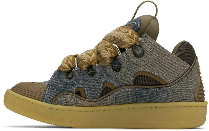 Lanvin SSENSE Exclusive Blue & Brown Curb Denim Sneakers 3