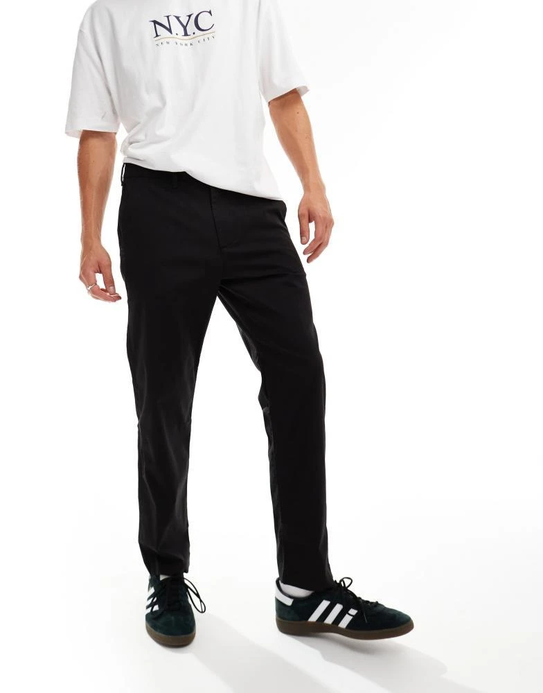 HOLLISTER Hollister slim straight tech cotton nylon chinos in black 1