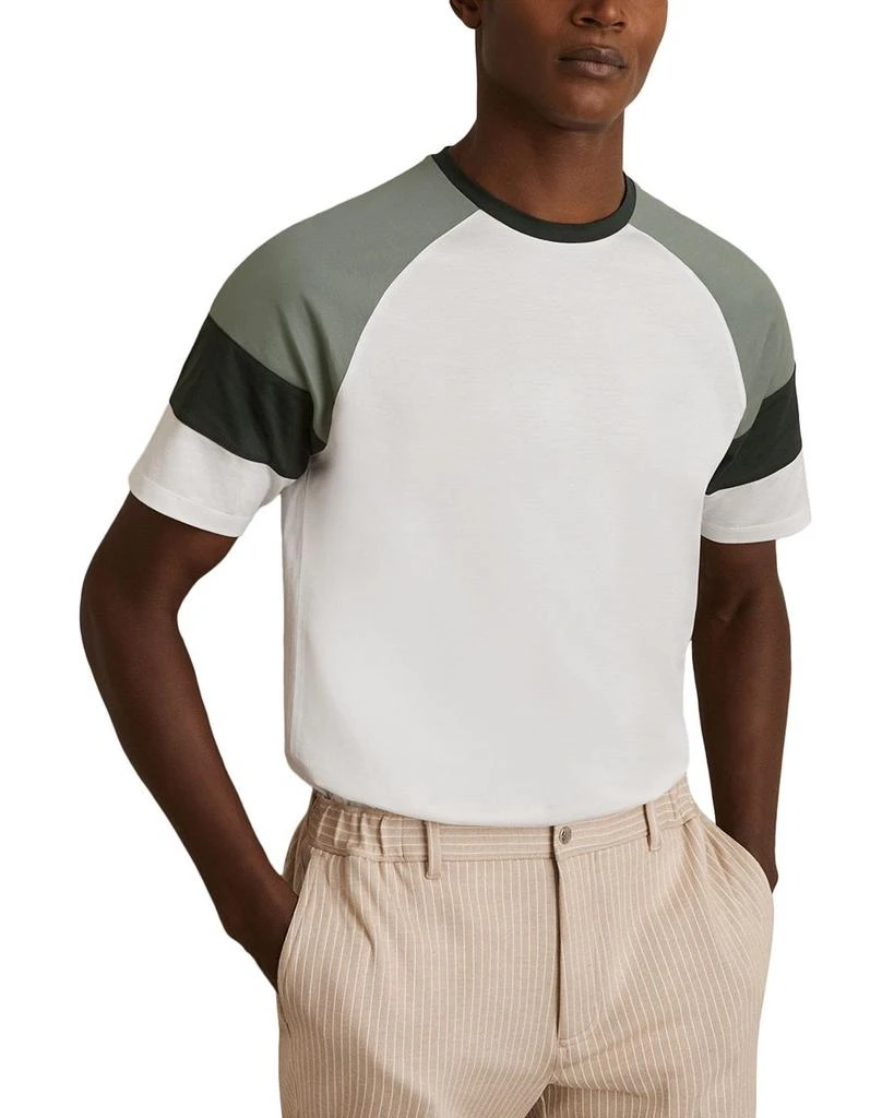 REISS Adan Short Sleeved Mercerised Color Block Crewneck Tee 1