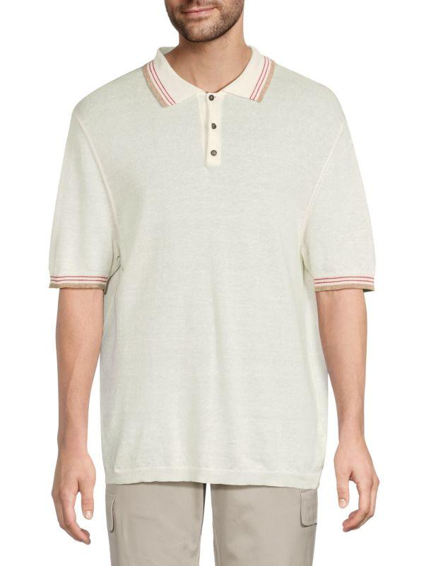 Isaia ​Linen-Cotton Knit Polo