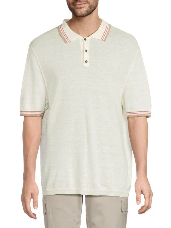 Isaia ​Linen-Cotton Knit Polo 1