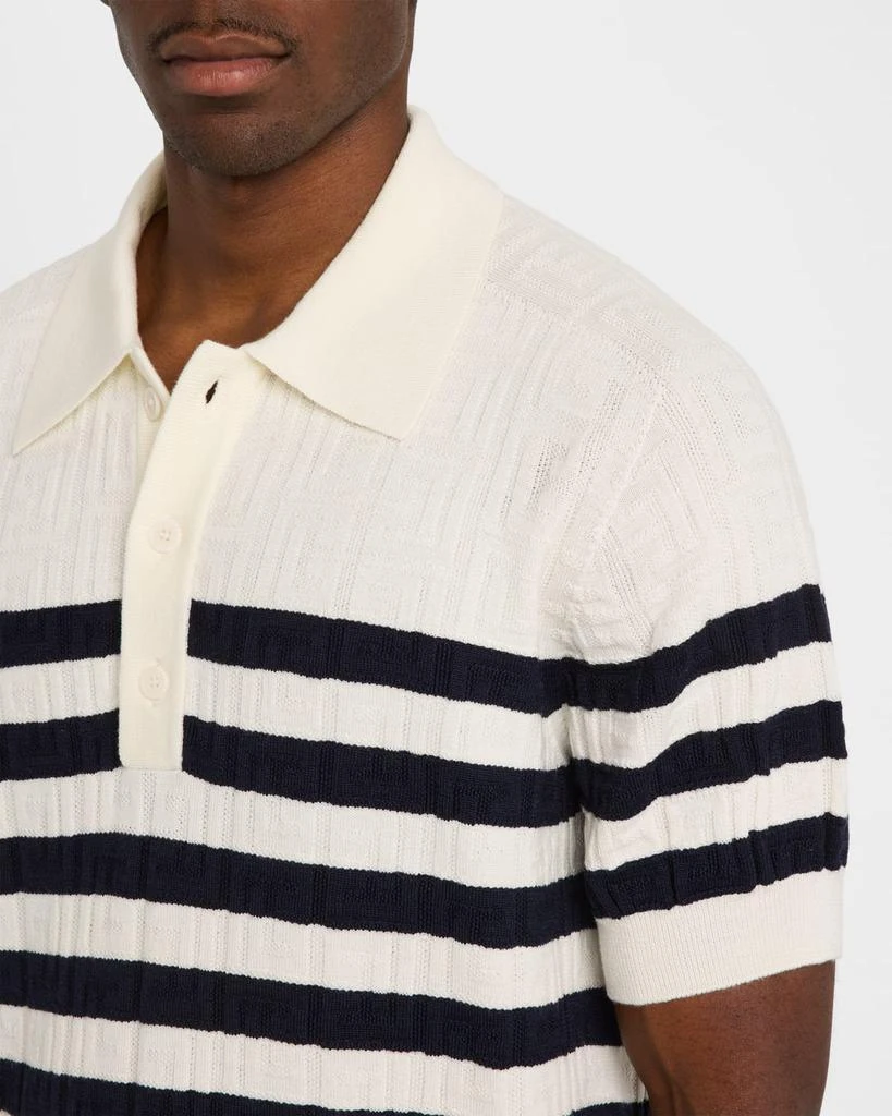 Balmain Men's Monogram Sailor-Stripe Polo Shirt 5