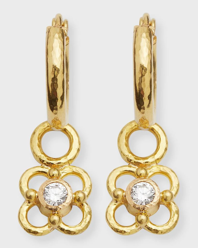 Elizabeth Locke 19K Gold Diamond Flower Earring Pendants 4