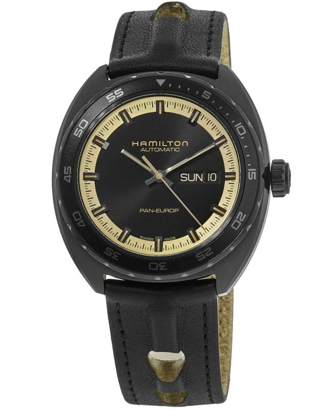 Hamilton Hamilton American Classic Pan Europ Auto Black Dial Leather Strap Men's Watch H35425730 1