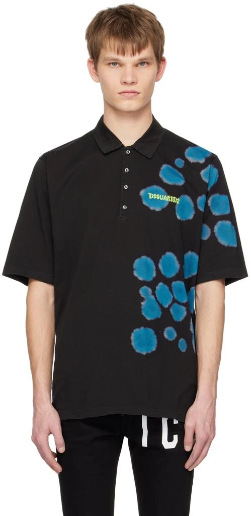 DSQUARED2 Black Goth Tie & Dyed Skater Polo 1