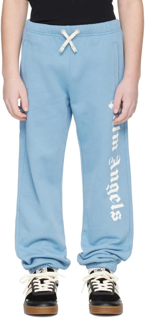 Palm Angels Kids Blue Classic Overlogo Sweatpants 1