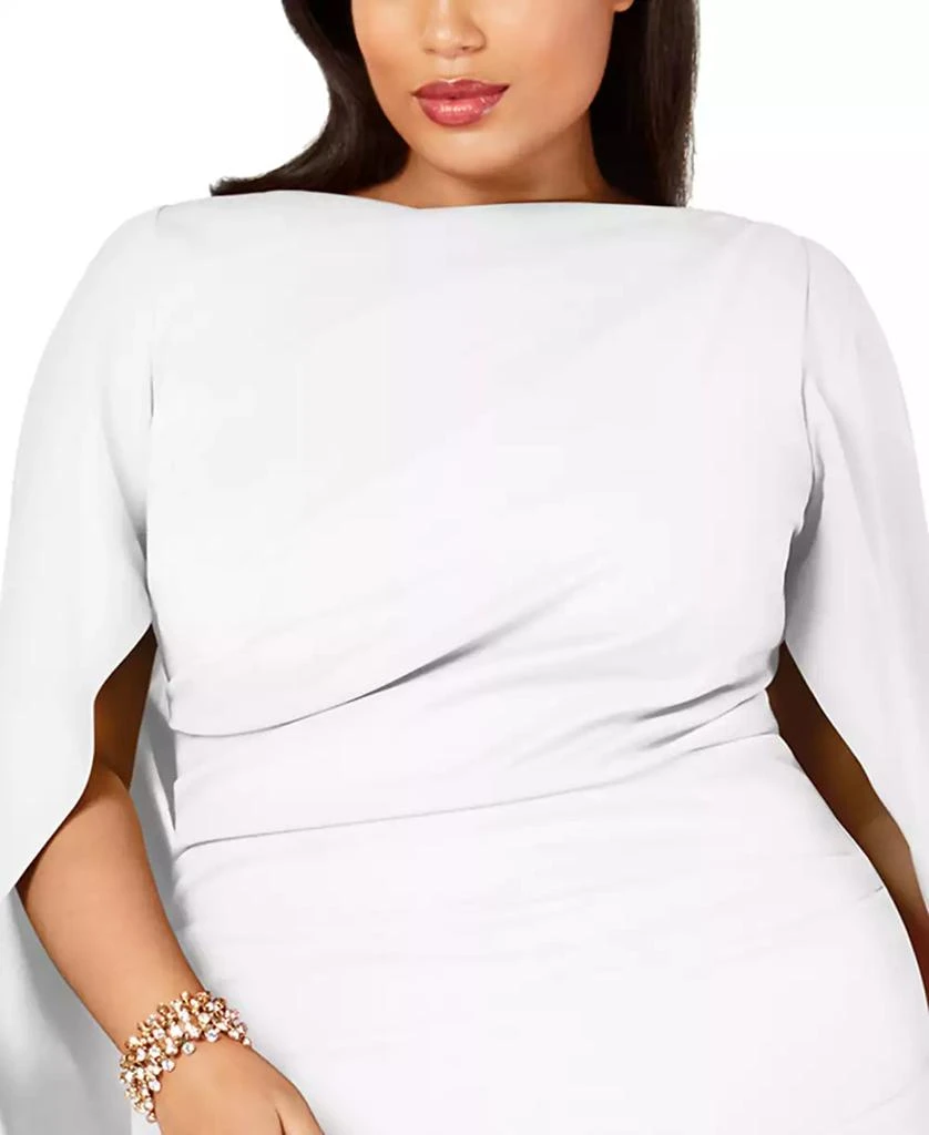 Betsy & Adam Plus Size Ruched Cape Dress 4
