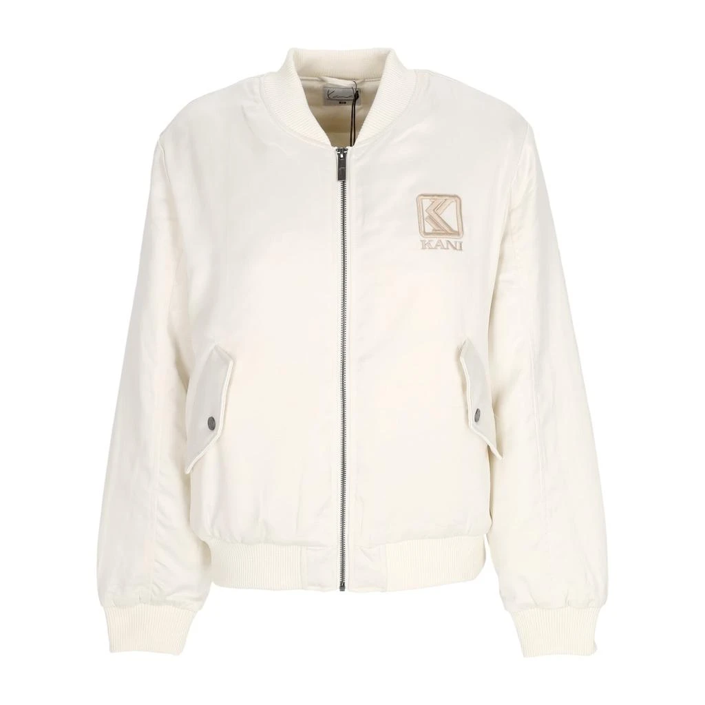 Karl Kani Women's Bomber Jacket W Og Satin Bomber Jacket Off White 1