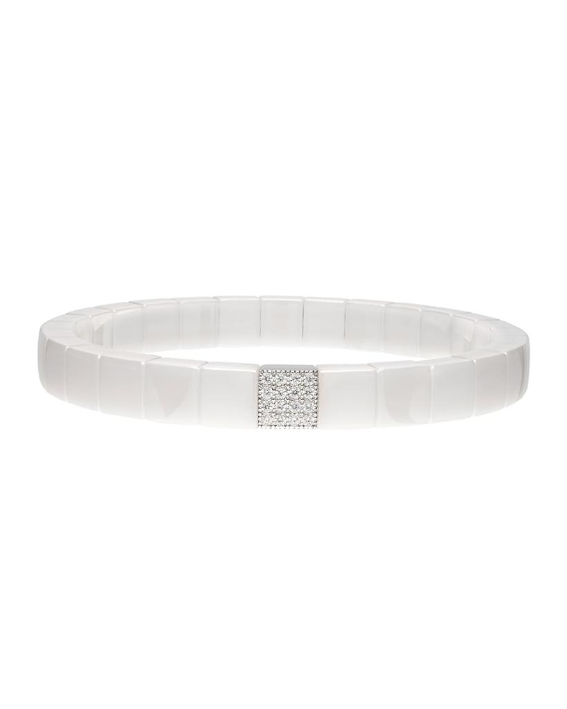 Roberto Demeglio SCACCO White Ceramic Diamond 1-Bead Stretch Bracelet